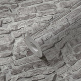Galerie BB51125 The Bricks And More Stone Symphony Motif Silver Grey Wallpaper BB51125 Silver Grey Wallpaper