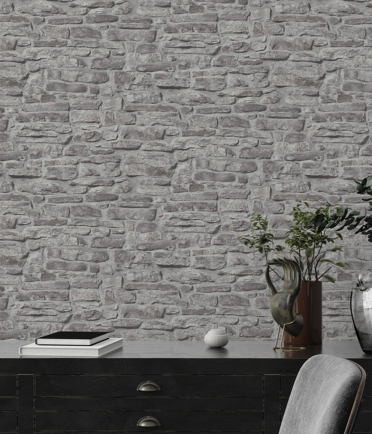 Galerie BB51125 The Bricks And More Stone Symphony Motif Silver Grey Wallpaper BB51125 Silver Grey Wallpaper