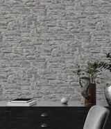 Galerie BB51125 The Bricks And More Stone Symphony Motif Silver Grey Wallpaper BB51125 Silver Grey Wallpaper