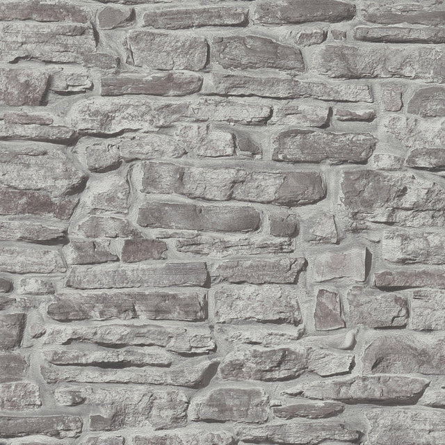 Galerie BB51125 The Bricks And More Stone Symphony Motif Silver Grey Wallpaper BB51125 Silver Grey Wallpaper