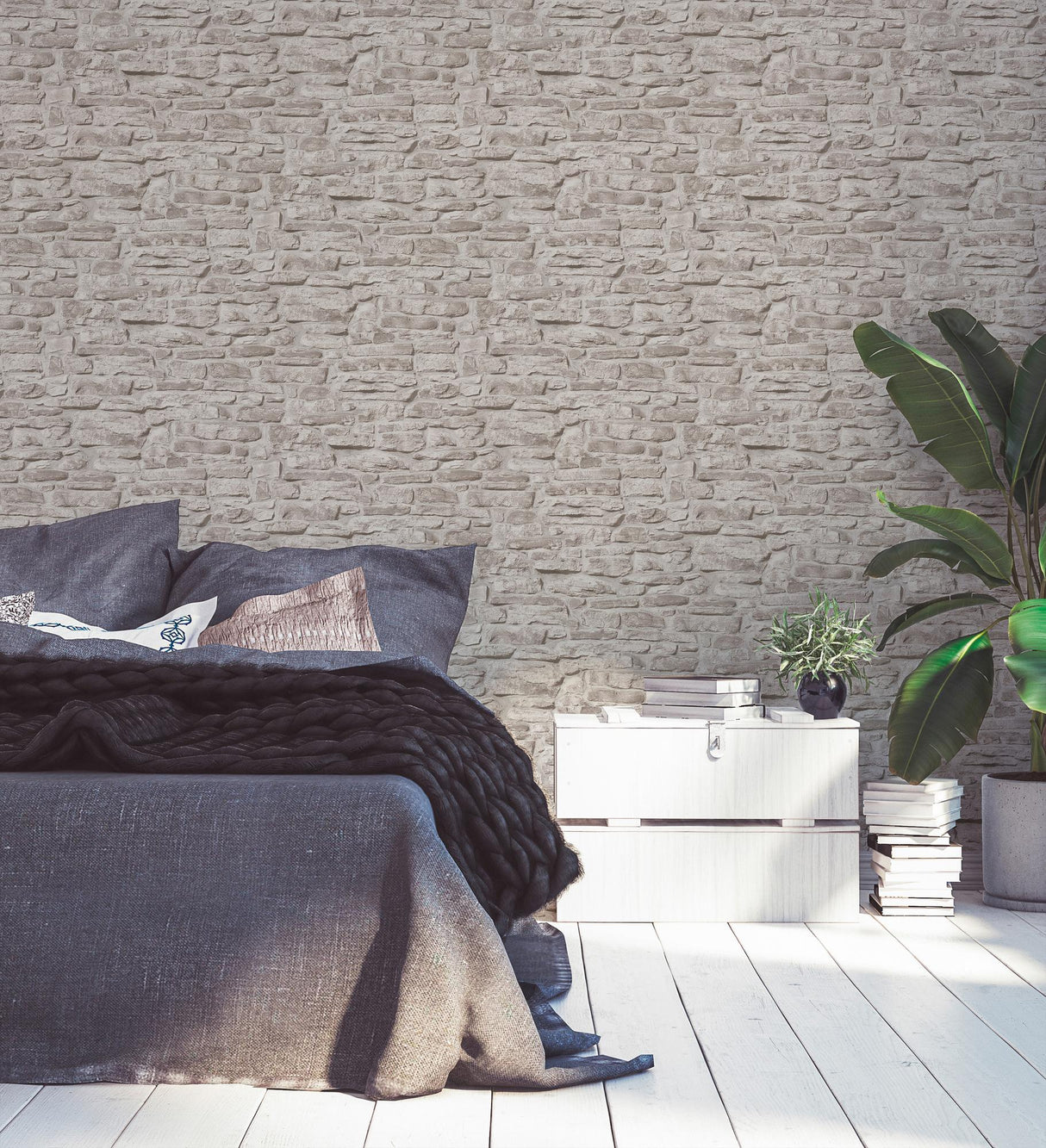 Galerie BB51126 The Bricks And More Stone Symphony Motif Silver Grey Wallpaper BB51126 Silver Grey Wallpaper