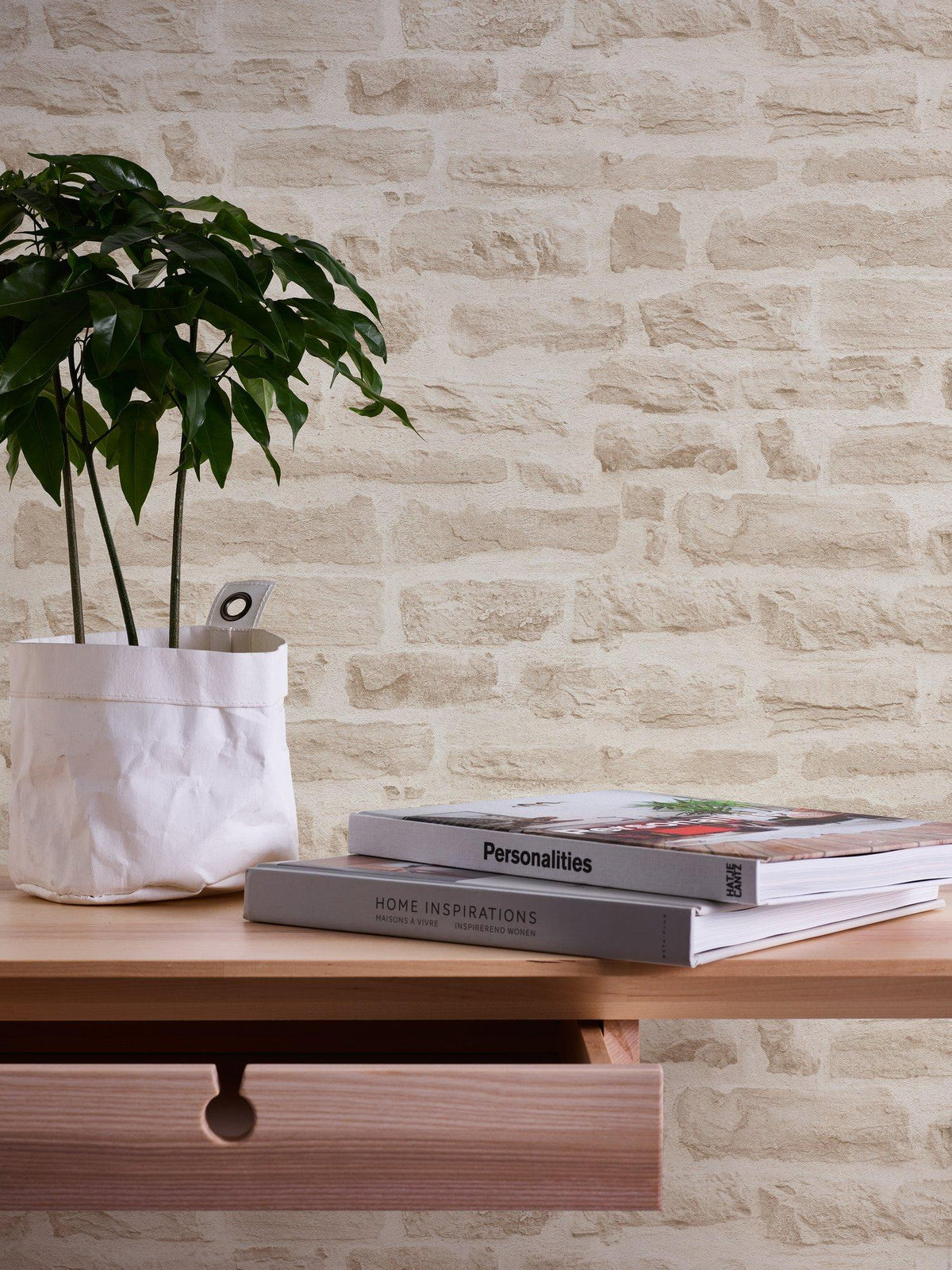 Galerie BB51129 The Bricks And More Rocky Retreat Motif Beige Wallpaper BB51129 Beige Wallpaper
