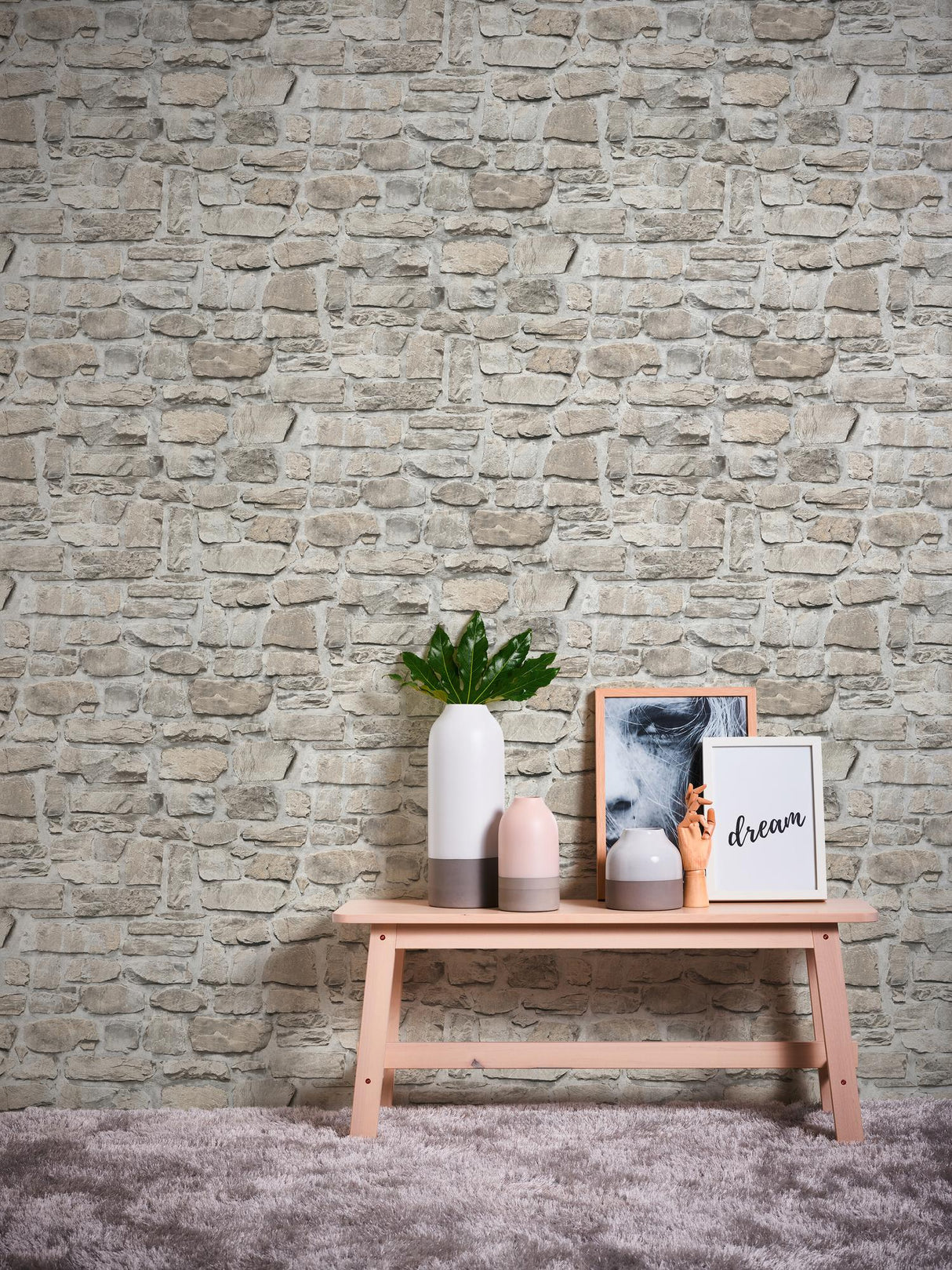 Galerie BB51130 The Bricks And More Stone Symphony Motif Silver Grey Wallpaper BB51130 Silver Grey Wallpaper