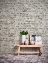 Galerie BB51130 The Bricks And More Stone Symphony Motif Silver Grey Wallpaper BB51130 Silver Grey Wallpaper