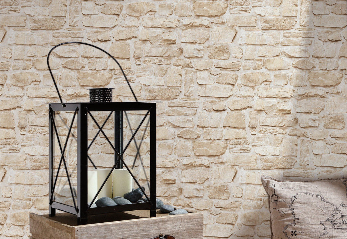 Galerie BB51131 The Bricks And More Stone Symphony Motif Beige Wallpaper BB51131 Beige Wallpaper