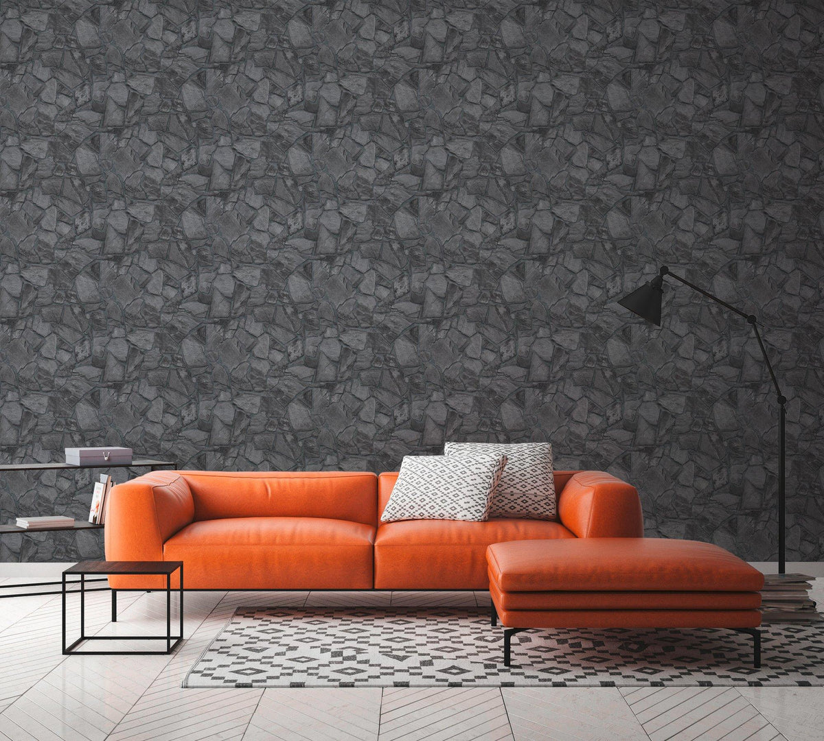 Galerie BB51141 The Bricks And More Petrified Paradise Motif Silver Grey Wallpaper BB51141 Silver Grey Wallpaper