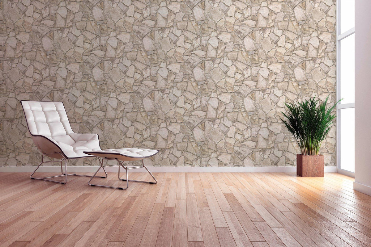 Galerie BB51143 The Bricks And More Claystone Cottage Motif Beige Wallpaper BB51143 Beige Wallpaper
