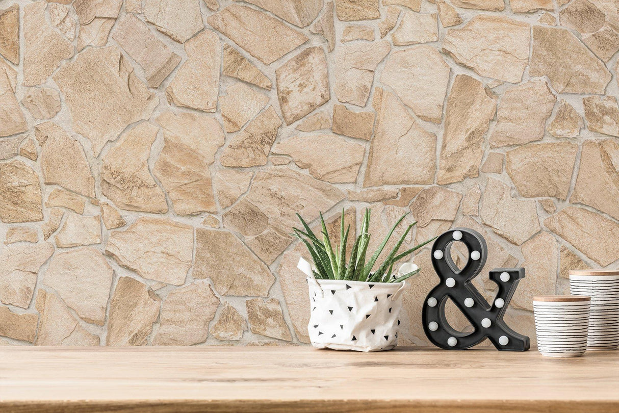 Galerie BB51144 The Bricks And More Claystone Cottage Motif Beige Wallpaper BB51144 Beige Wallpaper