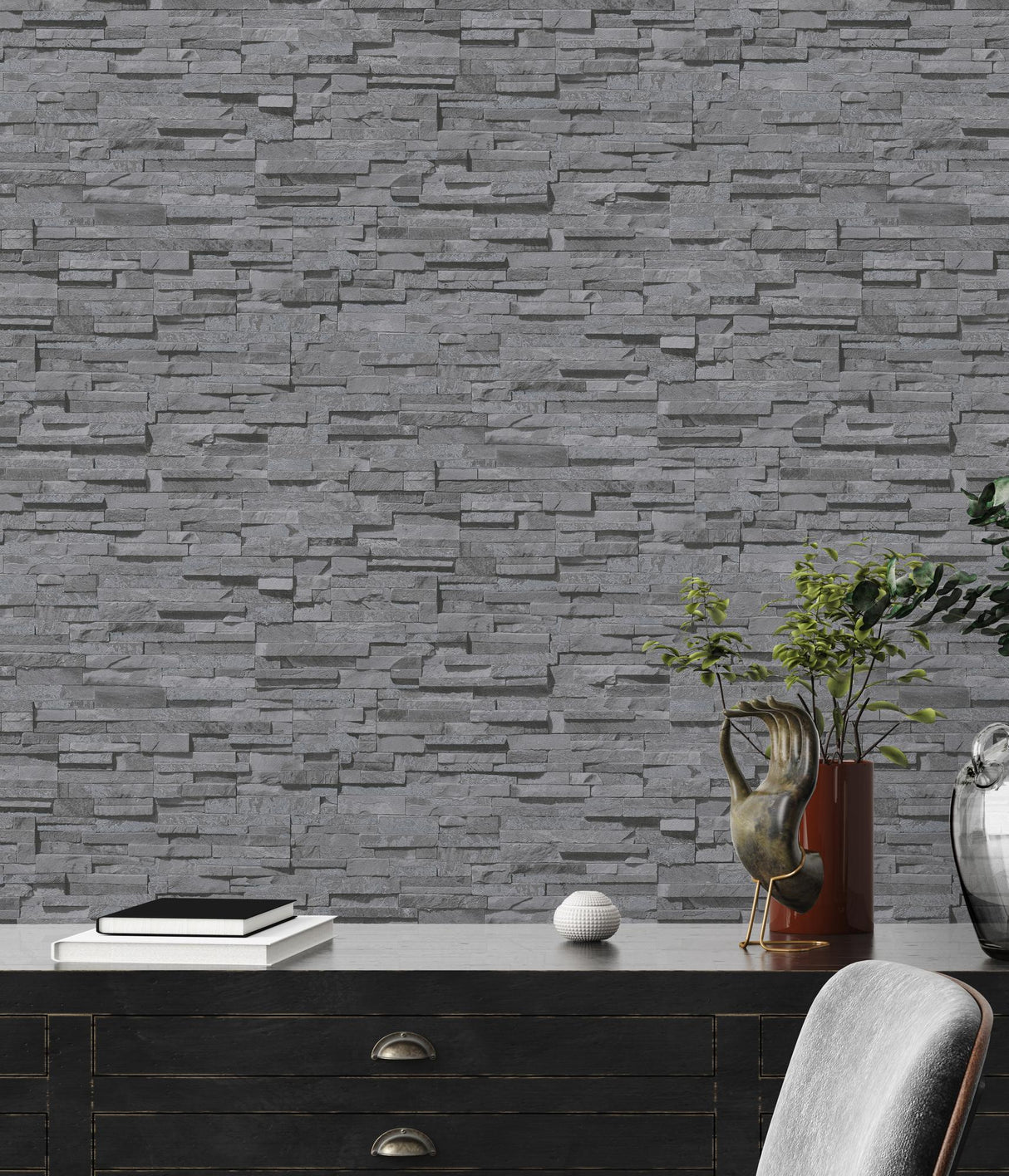 Galerie BB51149 The Bricks And More Graceful Granite Motif Silver Grey Wallpaper BB51149 Silver Grey Wallpaper