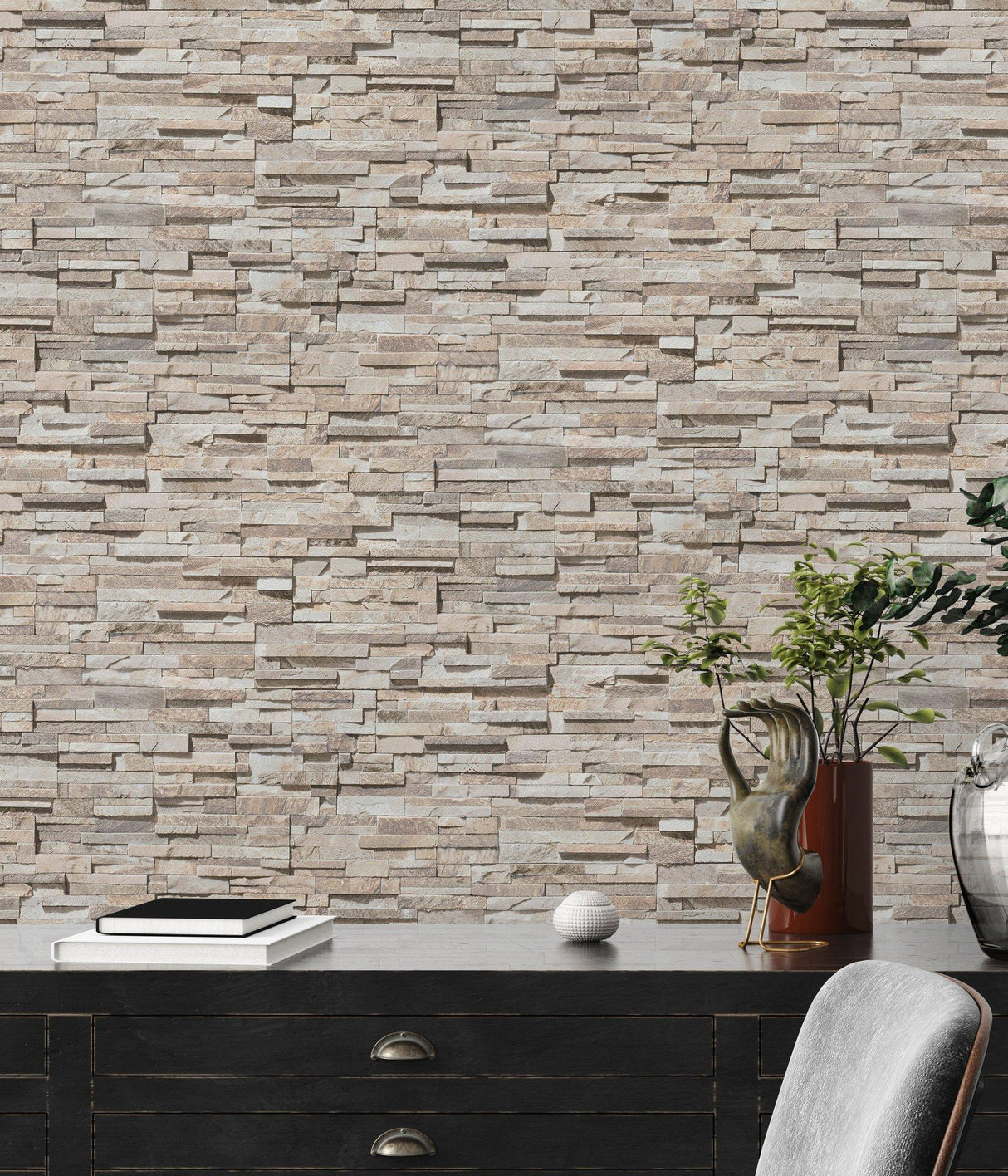 Galerie BB51151 The Bricks And More Graceful Granite Motif Beige Wallpaper BB51151 Beige Wallpaper