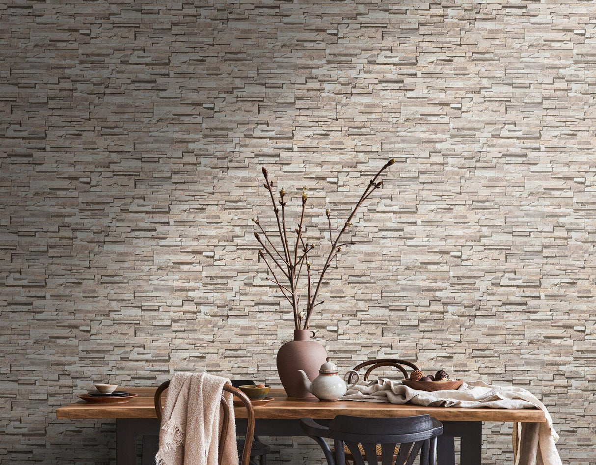 Galerie BB51151 The Bricks And More Graceful Granite Motif Beige Wallpaper BB51151 Beige Wallpaper
