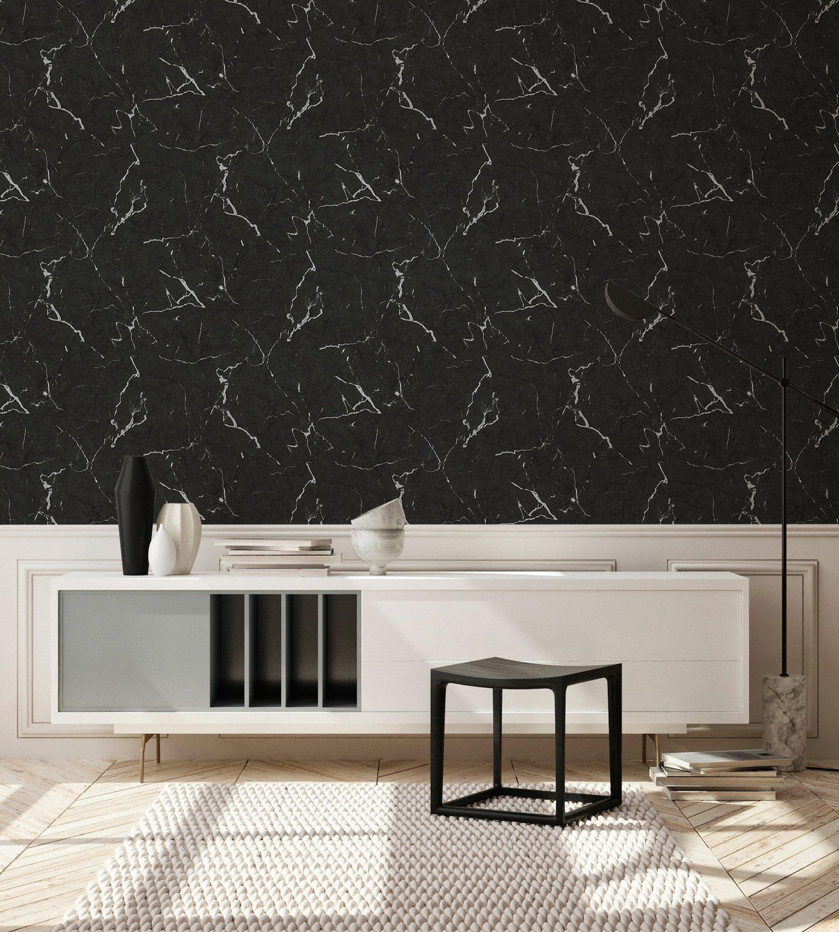 Galerie BB51157 The Bricks And More Luxurious Marble Motif Black Wallpaper BB51157 Black Wallpaper