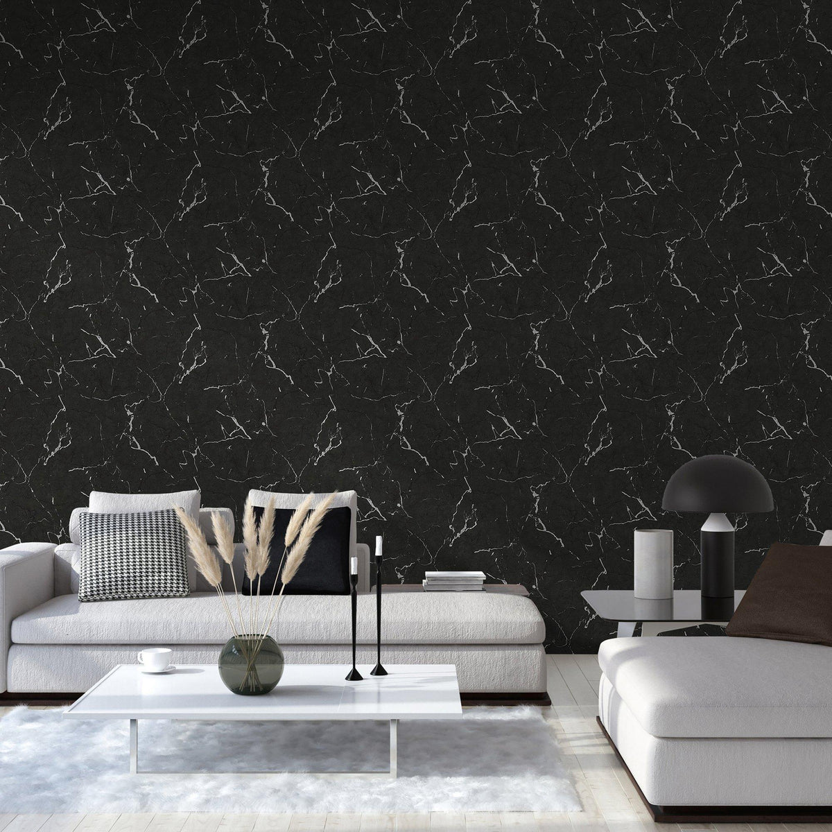 Galerie BB51157 The Bricks And More Luxurious Marble Motif Black Wallpaper BB51157 Black Wallpaper