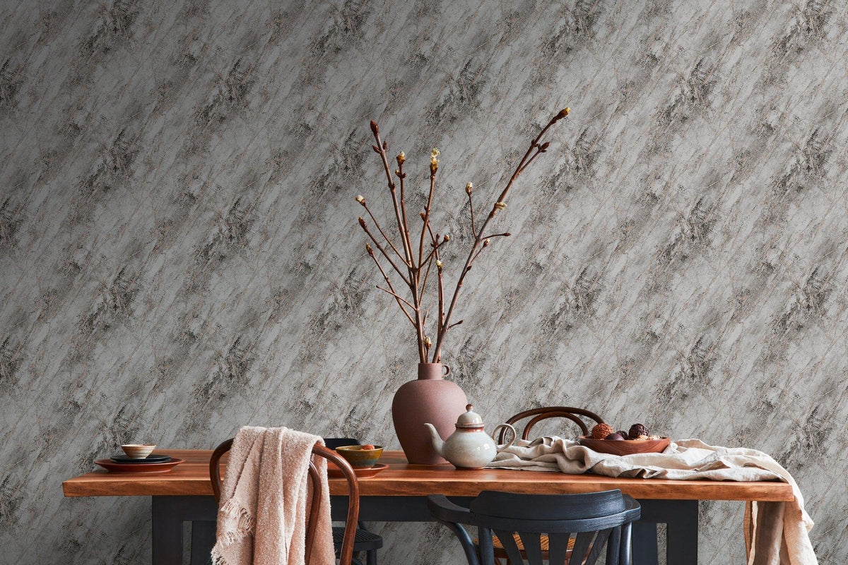 Galerie BB51161 The Bricks And More Luxurious Marble Motif Silver Grey Wallpaper BB51161 Silver Grey Wallpaper