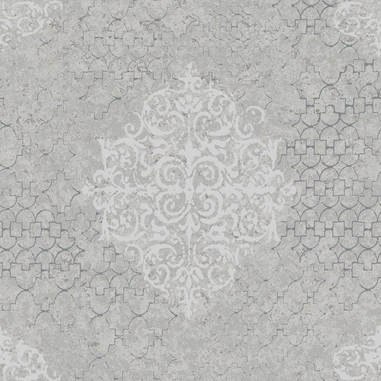 Galerie CM2483 Lustre Damask Silver Grey Wallpaper CM2483 Silver Grey Wallpaper