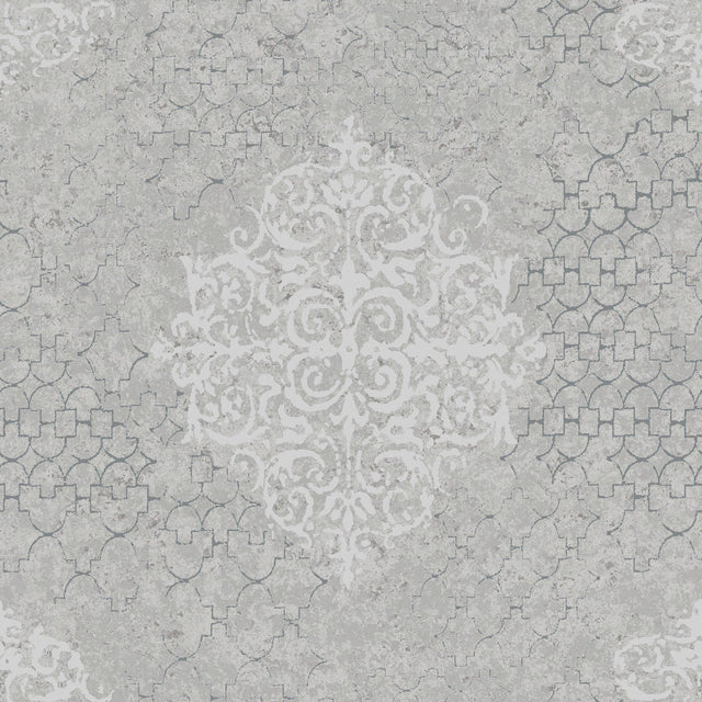 Galerie CM2483 Lustre Damask Silver Grey Wallpaper CM2483 Silver Grey Wallpaper