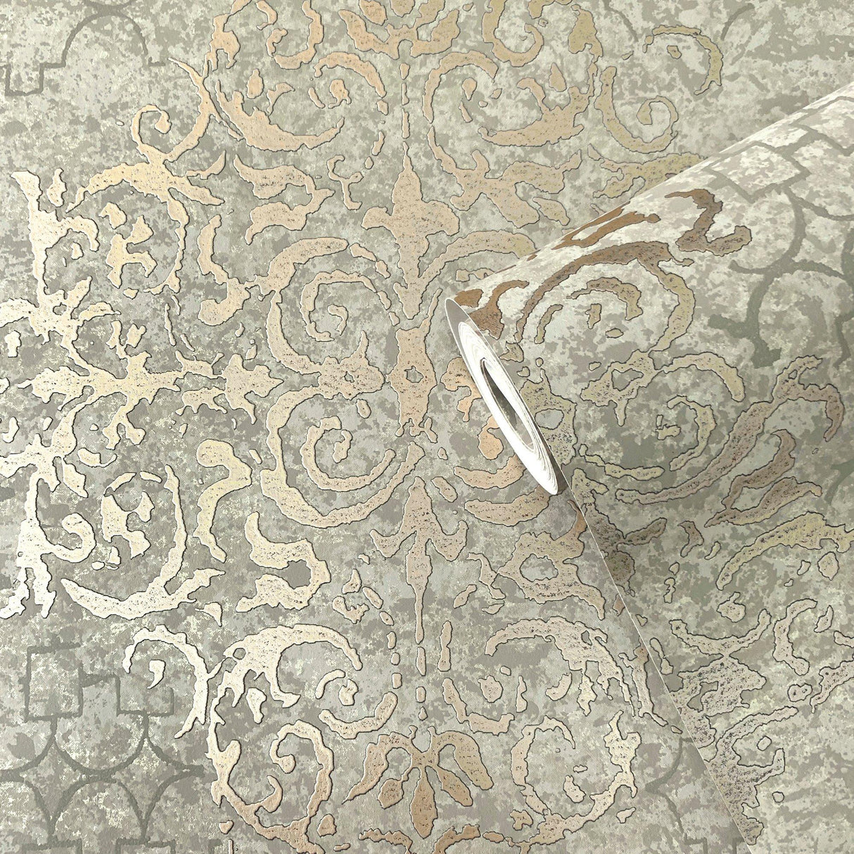 Galerie CM2486 Lustre Damask Rose Gold Wallpaper CM2486 Rose Gold Wallpaper