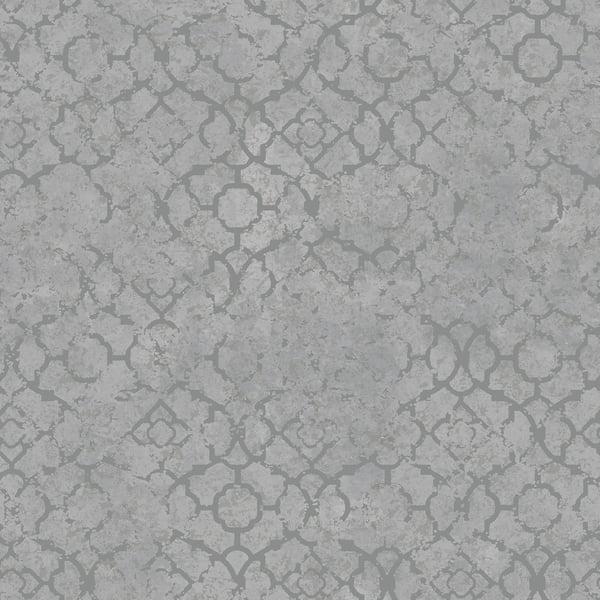 Galerie DWP0246-03 Aged Quatrefoil Silver Grey Wallpaper