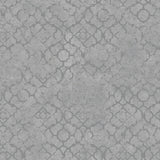 Galerie DWP0246-03 Emporium Aged Quatrefoil Silver Grey Wallpaper DWP0246-03 Silver Grey Wallpaper