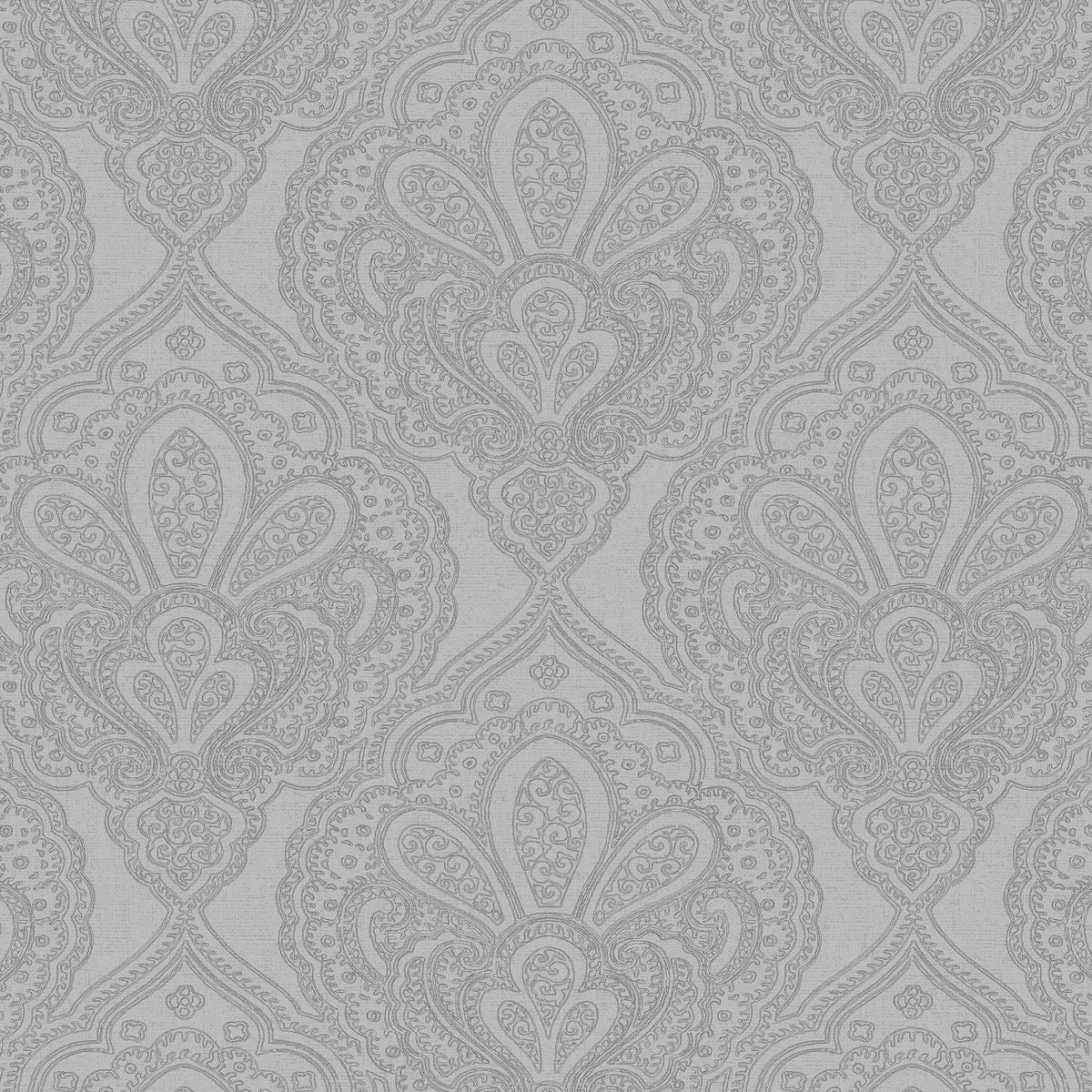 Galerie DWP0247-03 Emporium Mehndi Damask Silver Grey Wallpaper DWP0247-03 Silver Grey Wallpaper