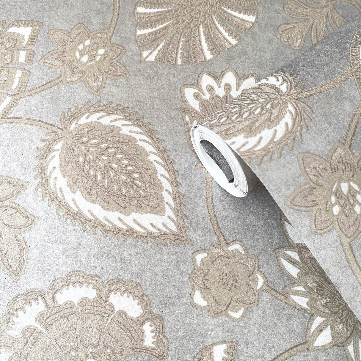 Galerie DWP0351-04 Elegance Flower Fan Silver Grey Wallpaper DWP0351-04 Silver Grey Wallpaper