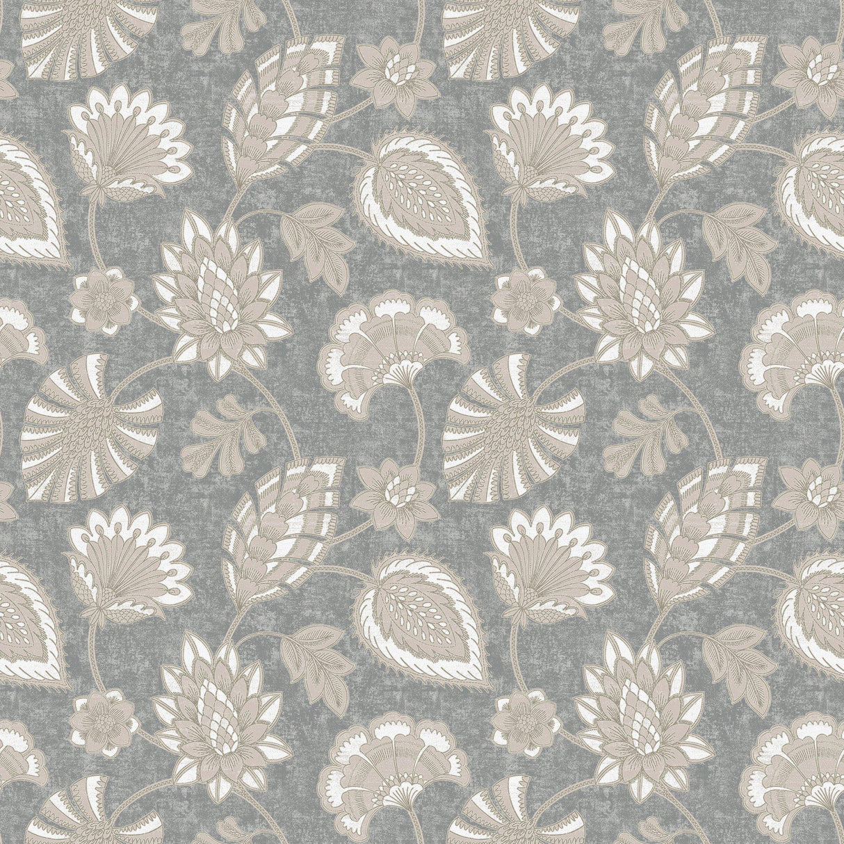 Galerie DWP0351-04 Elegance Flower Fan Silver Grey Wallpaper DWP0351-04 Silver Grey Wallpaper