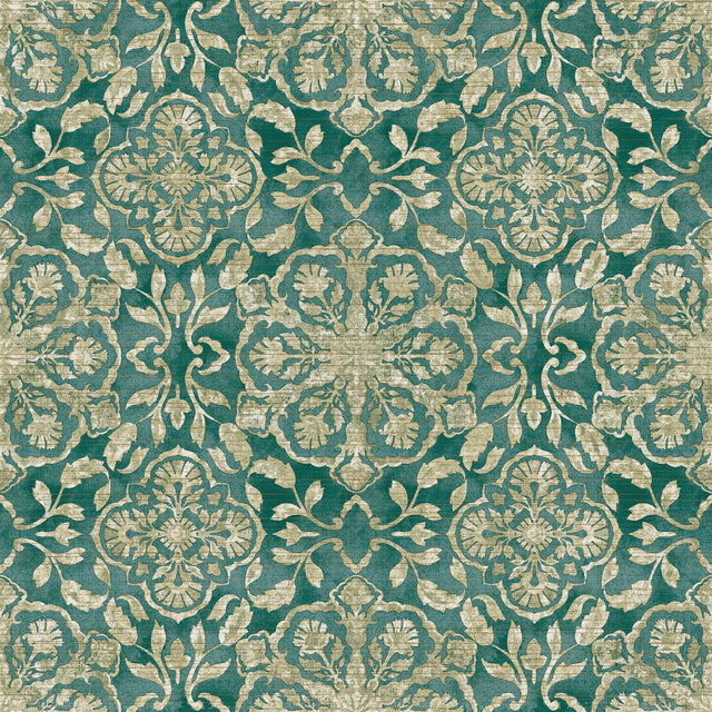 Galerie DWP0353-05 Elegance Floral Stripe Green Wallpaper DWP0353-05 Green Wallpaper