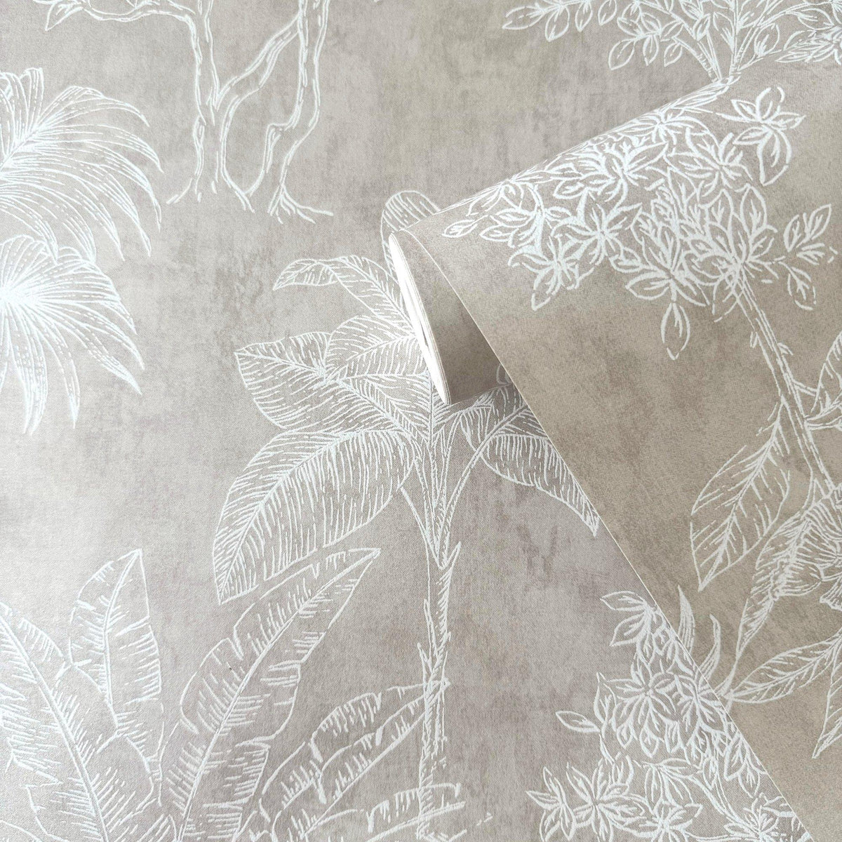 Galerie DWP0361-06 Zen Floating Foliage Silver Grey Wallpaper DWP0361-06 Silver Grey Wallpaper
