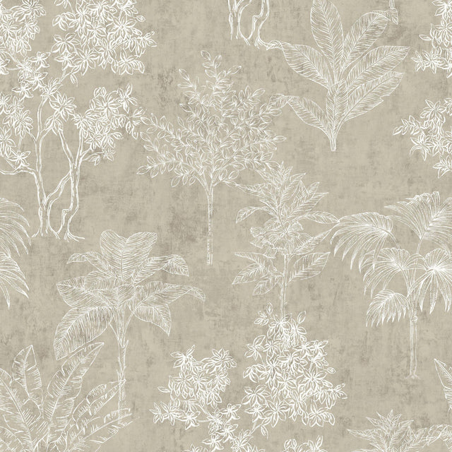 Galerie DWP0361-06 Zen Floating Foliage Silver Grey Wallpaper DWP0361-06 Silver Grey Wallpaper