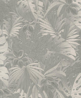 Galerie EN3330214 Eden Metallic Jungle Leaves Silver Grey Wallpaper EN3330214 Silver Grey Wallpaper
