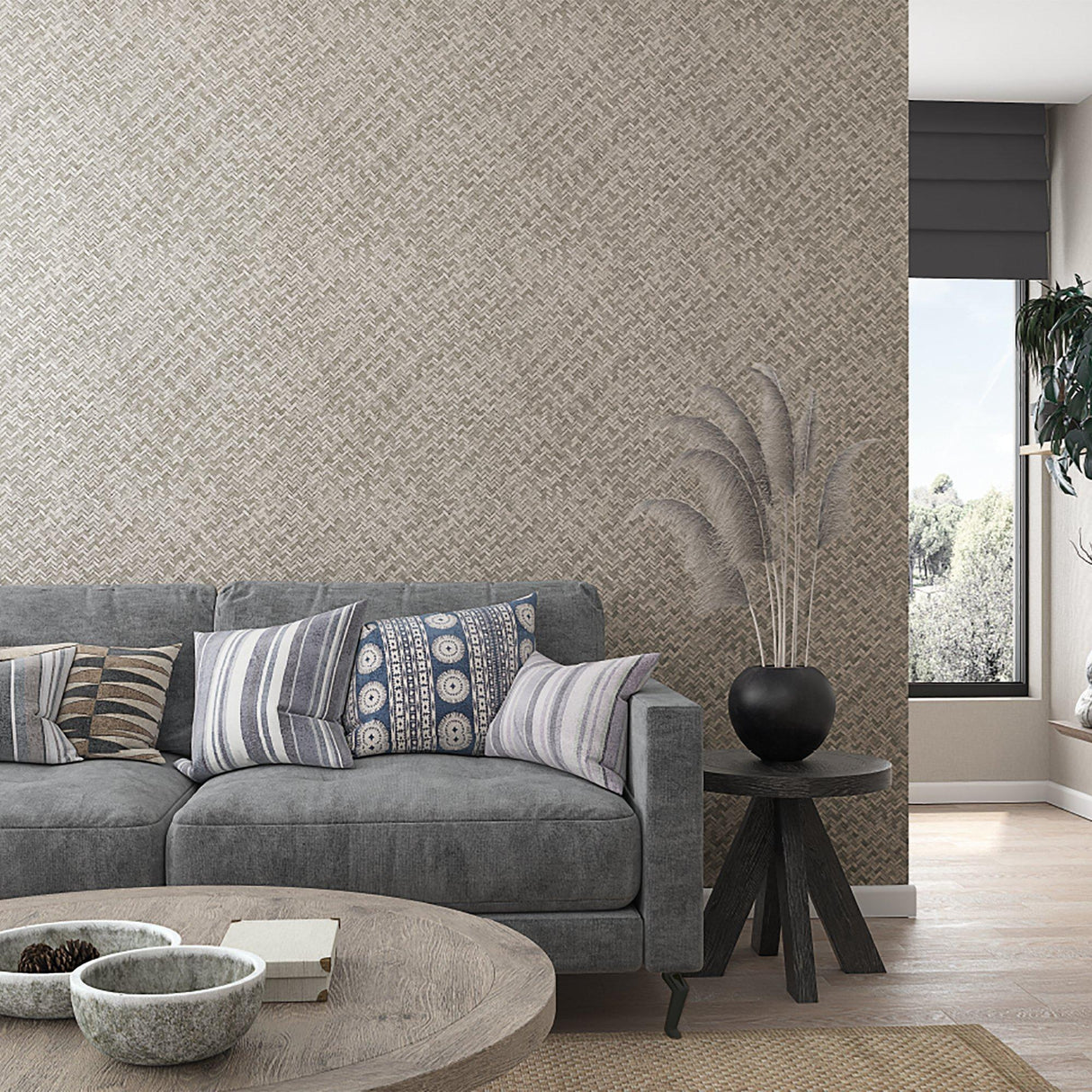 Galerie EN3331114 Eden Rattan Silver Grey Wallpaper EN3331114 Silver Grey Wallpaper