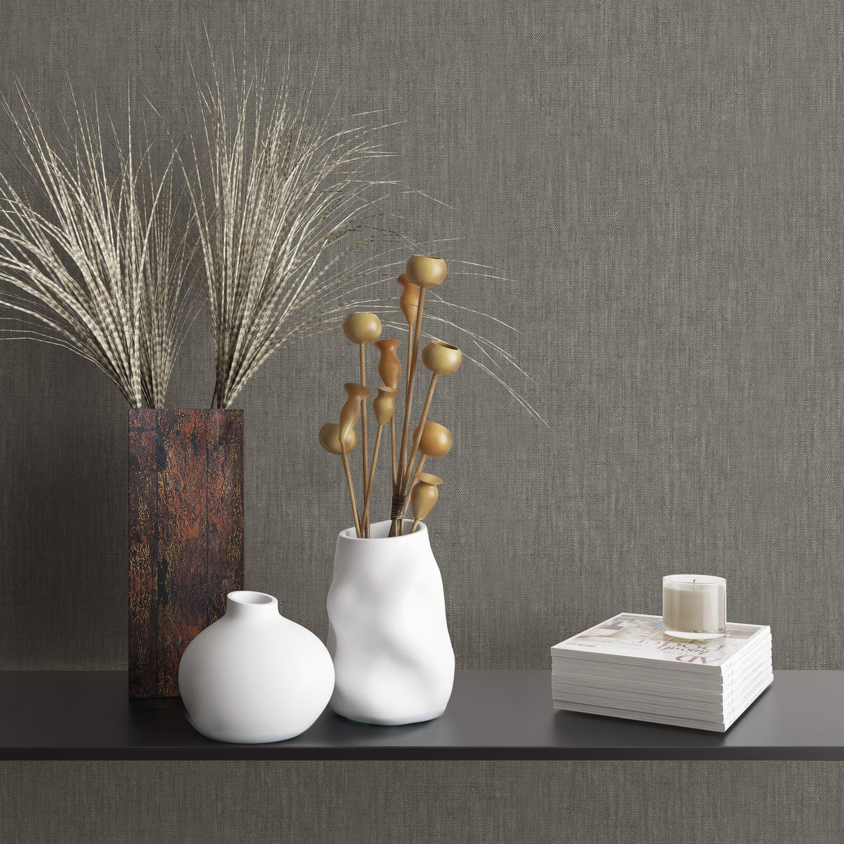 Galerie EN3333014 Eden Linen Silver Grey Wallpaper EN3333014 Silver Grey Wallpaper