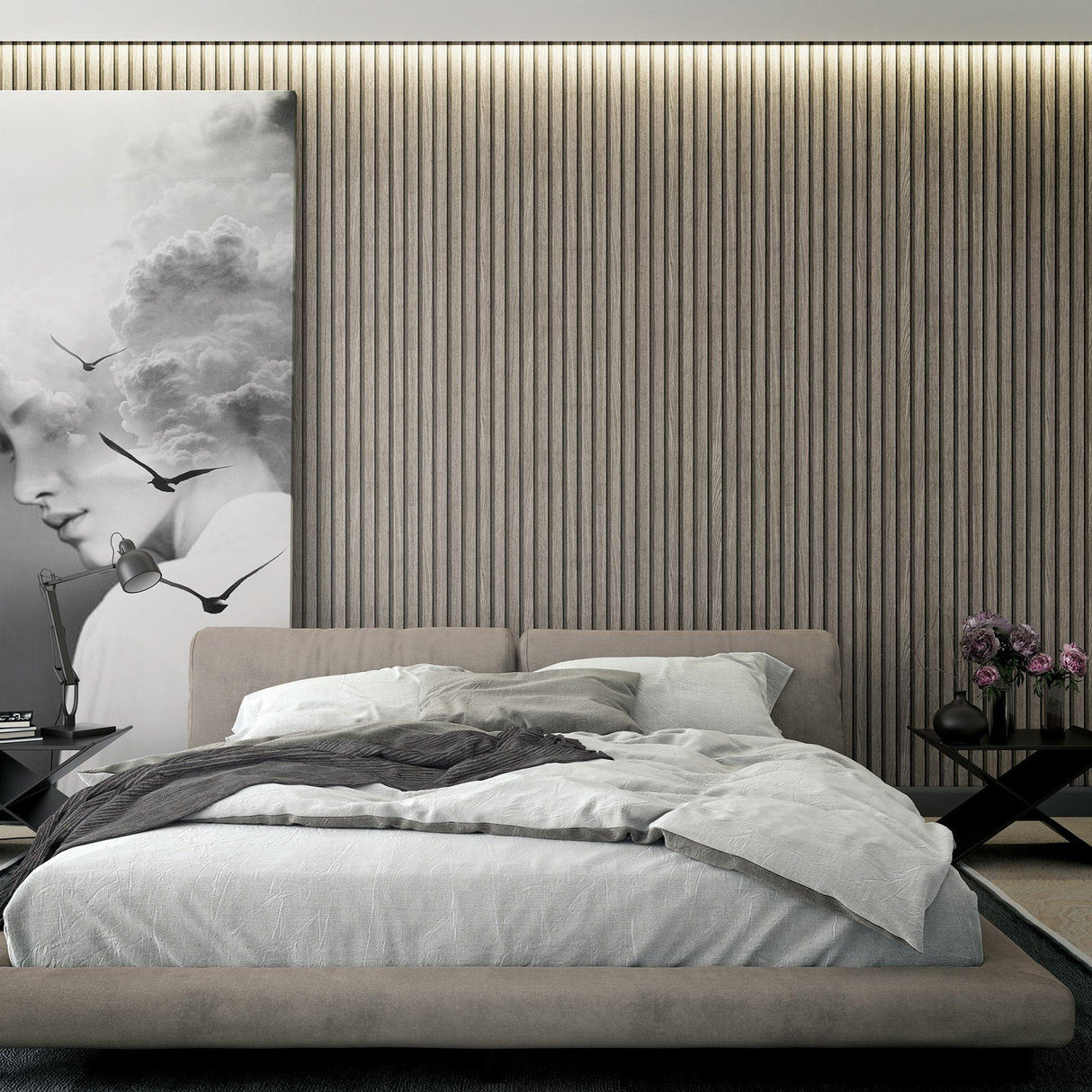 Galerie EN3395914 Eden Wood Stripe Silver Grey Wallpaper EN3395914 Silver Grey Wallpaper