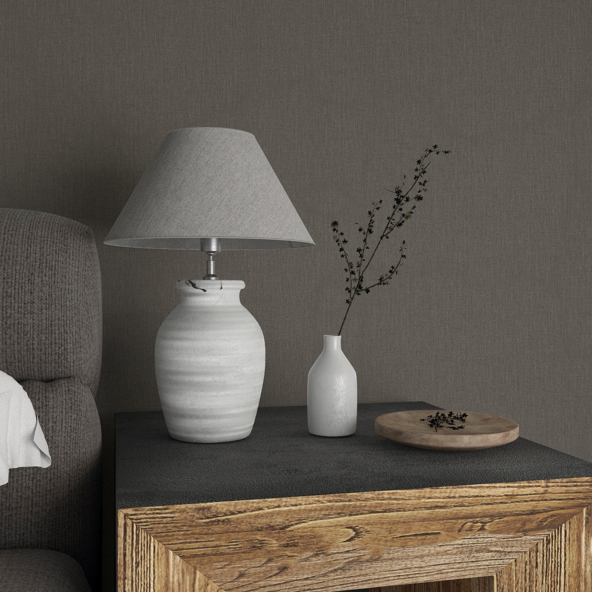Galerie EN3396714 Eden Linen Silver Grey Wallpaper EN3396714 Silver Grey Wallpaper