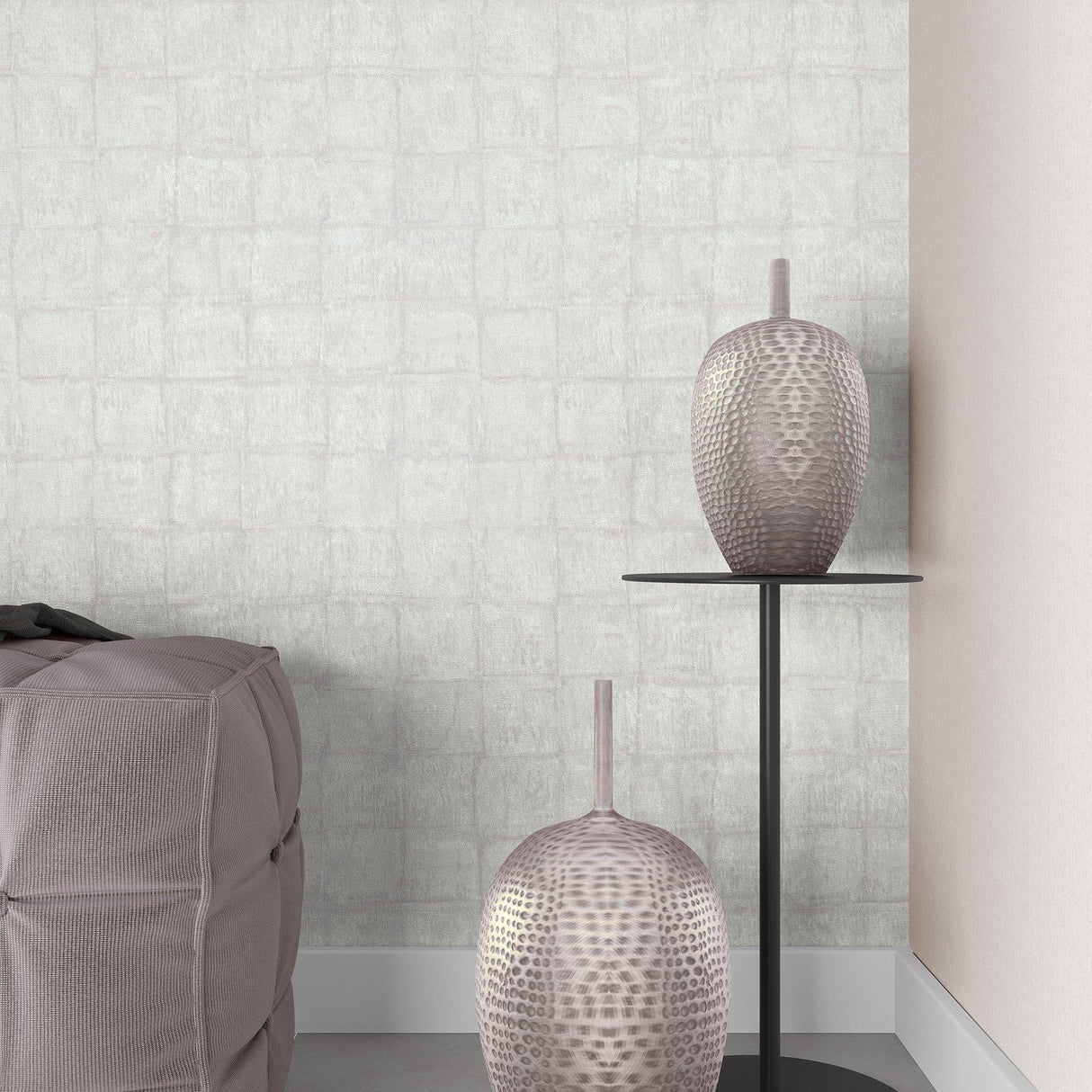 Galerie EN3397014 Eden Tile Silver Grey Wallpaper EN3397014 Silver Grey Wallpaper