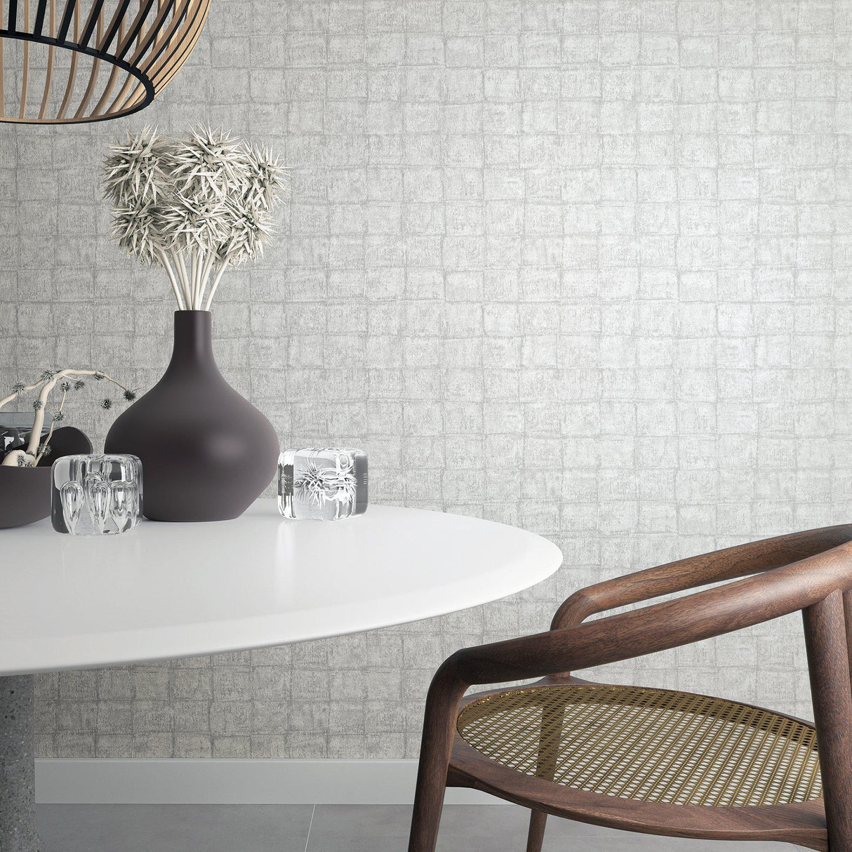 Galerie EN3397114 Eden Tile Silver Grey Wallpaper EN3397114 Silver Grey Wallpaper