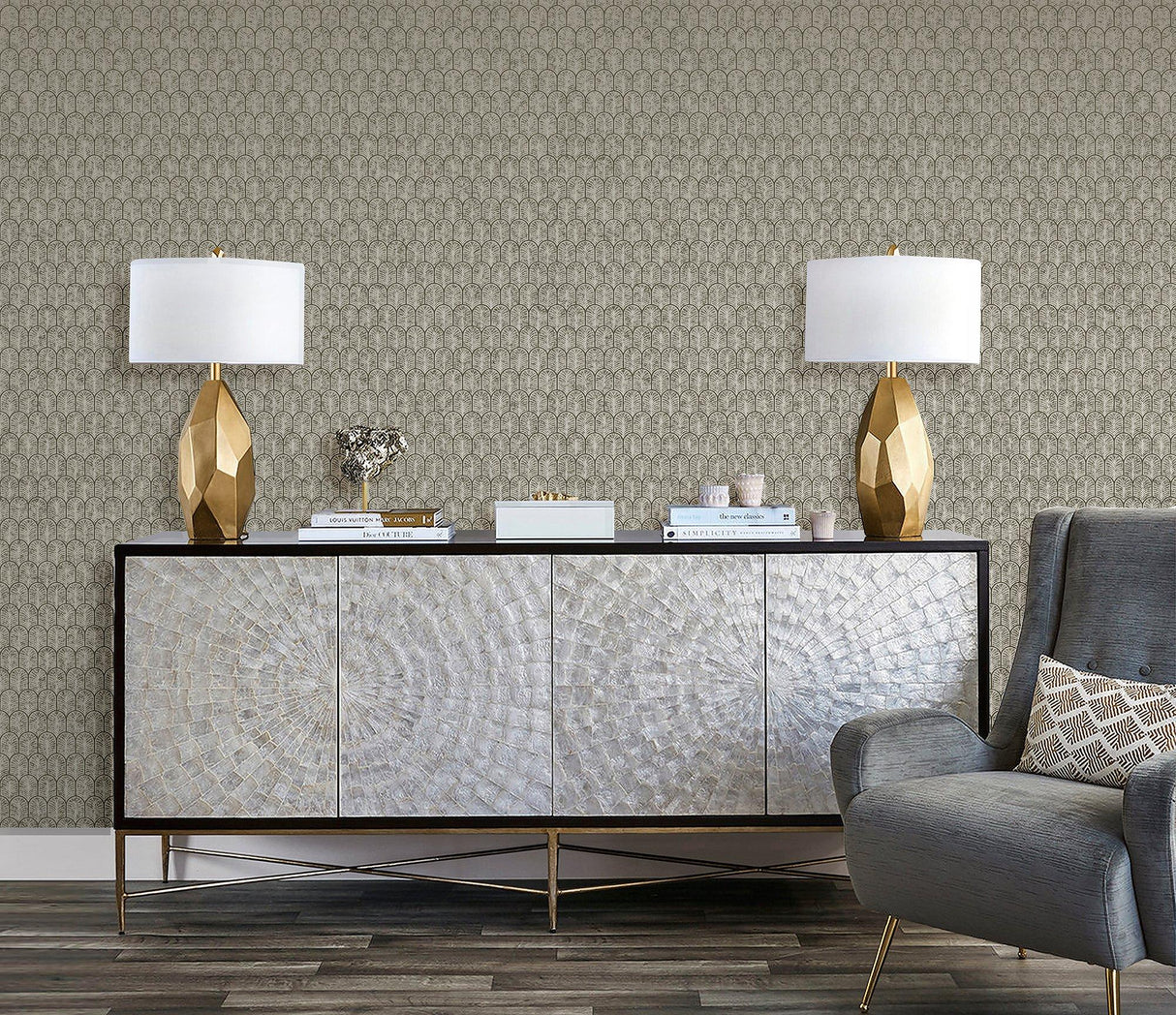 Galerie F-VL6004 Lustre Geo Arch Bronze Brown Wallpaper F-VL6004 Bronze Brown Wallpaper