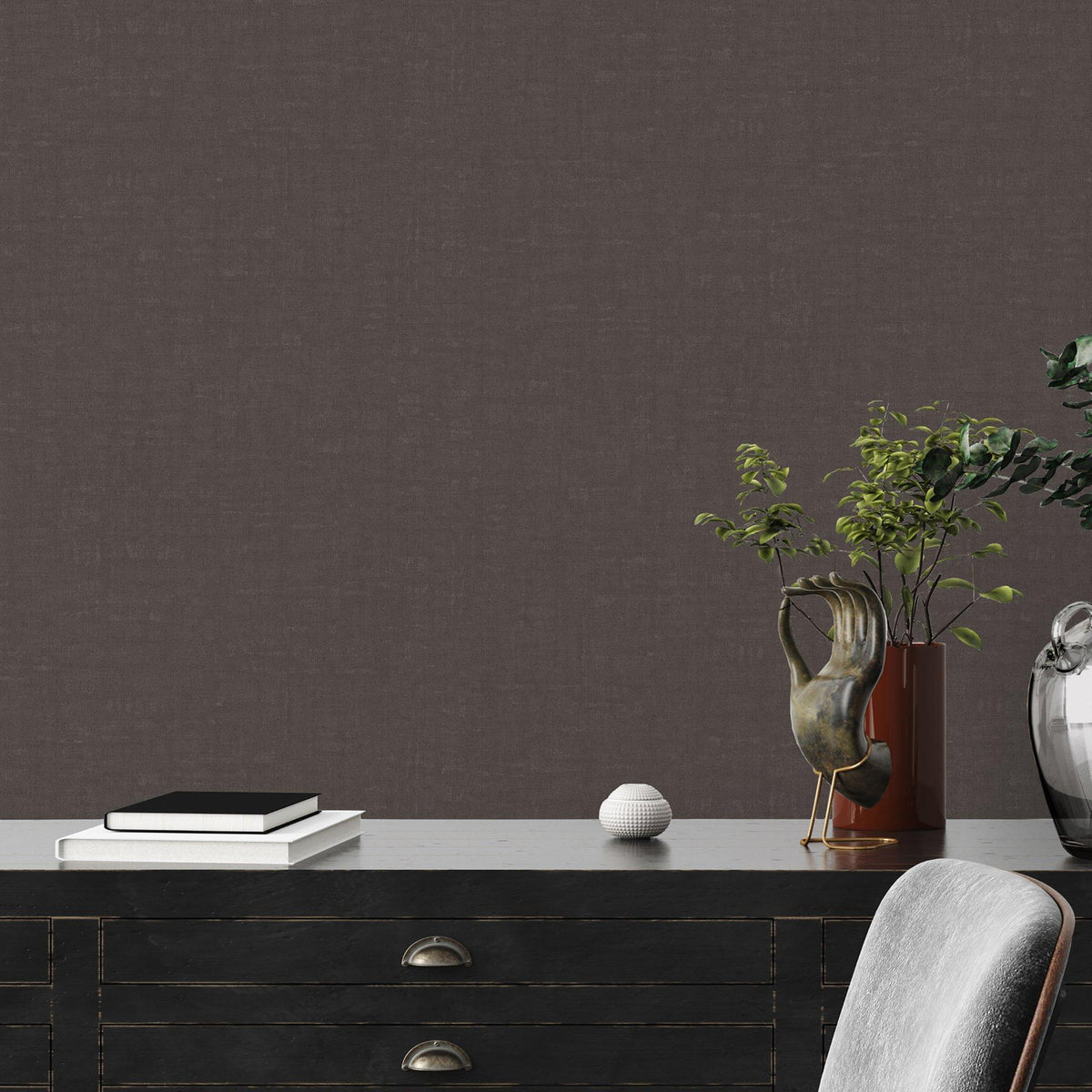 Galerie FS72020 Fusion Linen Effect Textured Bronze Brown Wallpaper FS72020 Bronze Brown Wallpaper