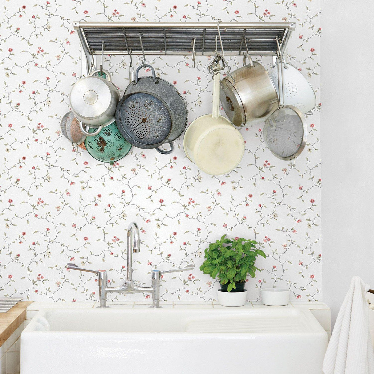 Galerie G12262 Kitchen Recipes Floral White Wallpaper G12262 White Wallpaper