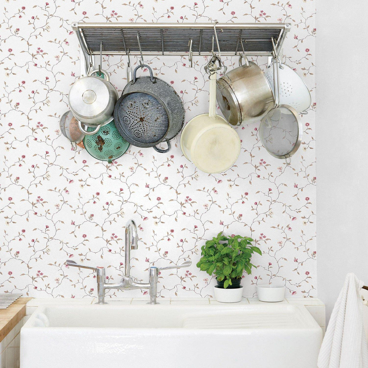 Galerie G12264 Kitchen Recipes Floral White Wallpaper G12264 White Wallpaper