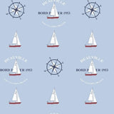 Galerie G23037 Deauville Boat Motif Blue Wallpaper