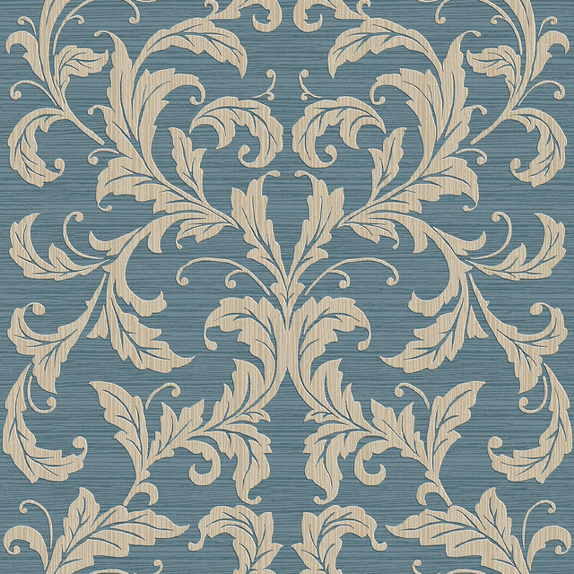 Galerie G34111 Nordic Elements Damask Blue Wallpaper G34111 Blue Wallpaper