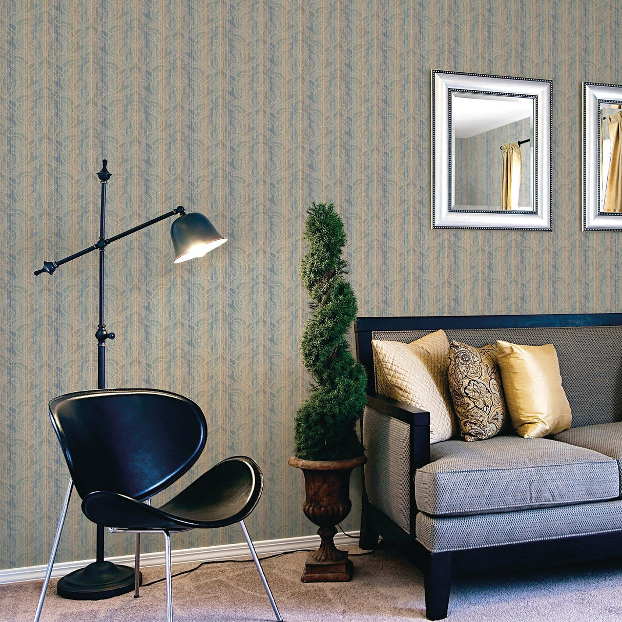 Galerie G34145 Nordic Elements Damask Bronze Brown Wallpaper G34145 Bronze Brown Wallpaper
