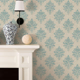 Galerie G34155 Nordic Elements Damask Blue Wallpaper G34155 Blue Wallpaper