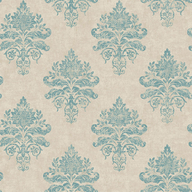 Galerie G34155 Nordic Elements Damask Blue Wallpaper G34155 Blue Wallpaper