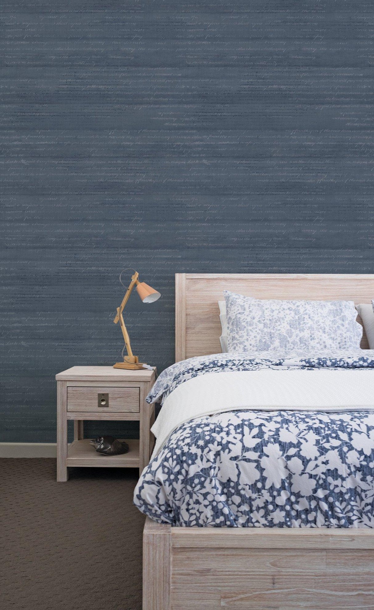 Galerie G45319 Vintage Roses Pretty Script Blue Wallpaper G45319 Blue Wallpaper