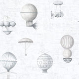 Galerie G56202 Air Ships Silver Grey Wallpaper