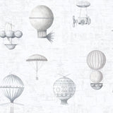 Galerie G56202 Nostalgie Air Ships Silver Grey Wallpaper G56202 Silver Grey Wallpaper