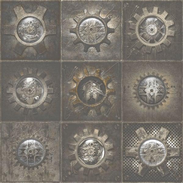 Galerie G56229 Industrial Tiles Bronze Brown Wallpaper