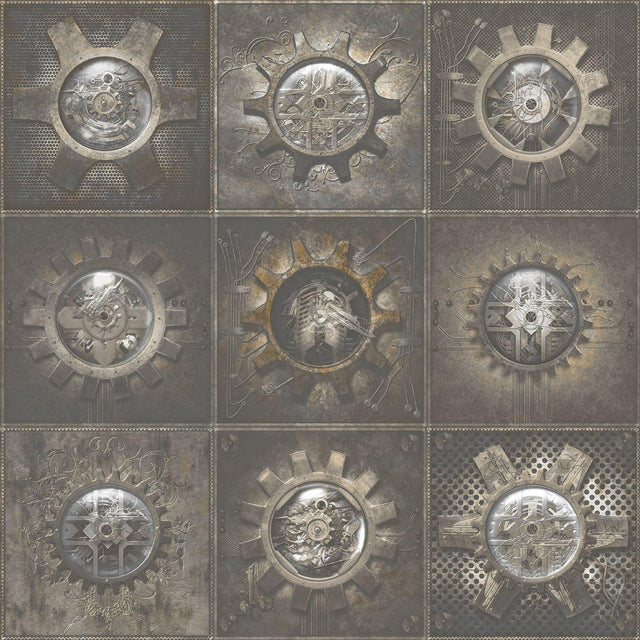 Galerie G56229 Nostalgie Industrial Tiles Bronze Brown Wallpaper G56229 Bronze Brown Wallpaper